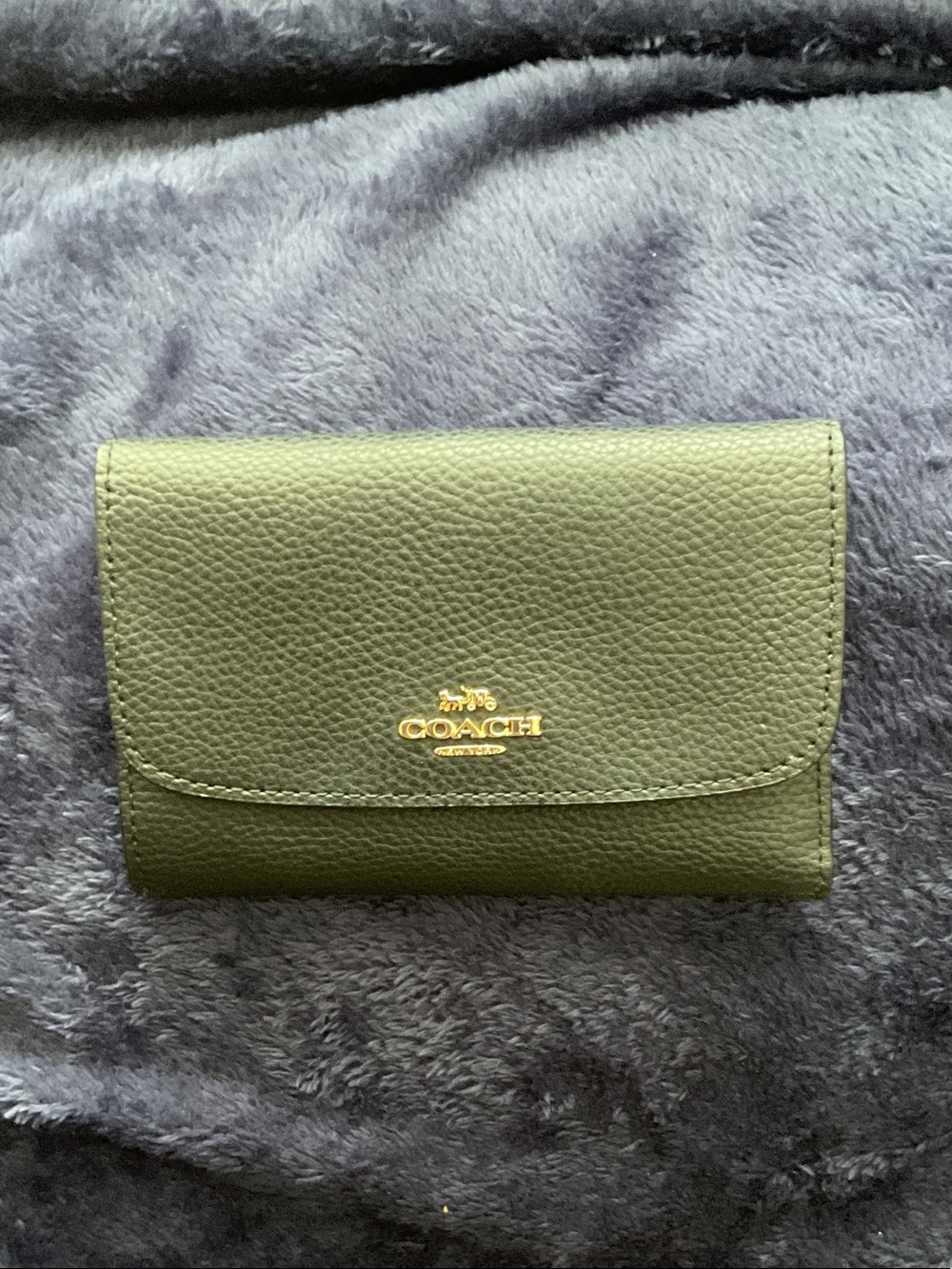 Coach Black Pebbled Leather Wallet with Gold Logo